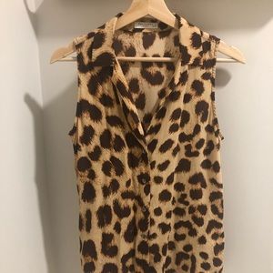 Equipment Leopard Print Sleeveless Blouse